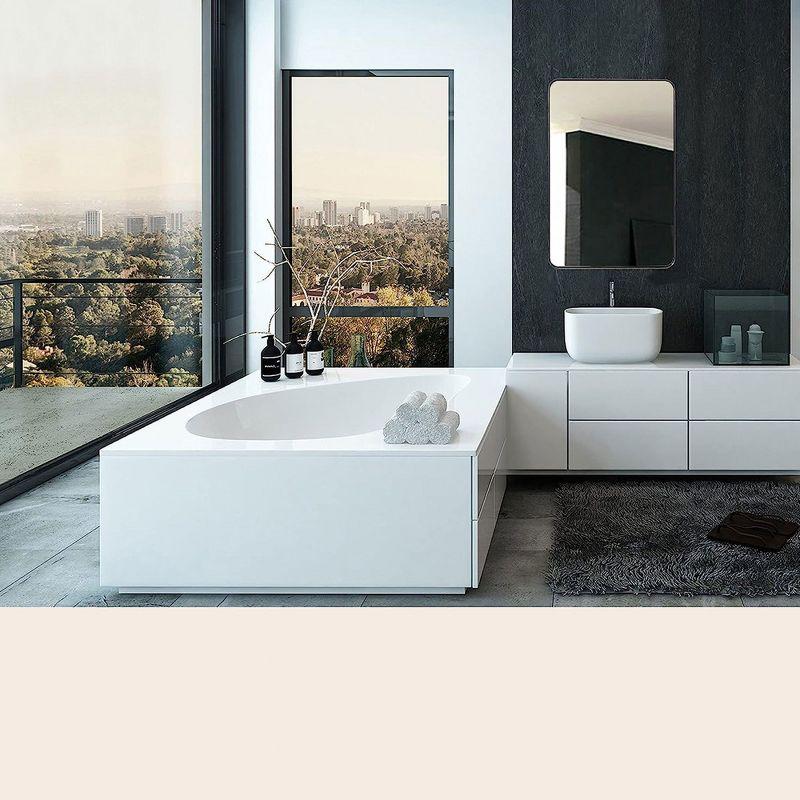 Hamilton Hills 24" x 36" Contemporary Metal Silver Framed Polished Rectangular Wall Mirror