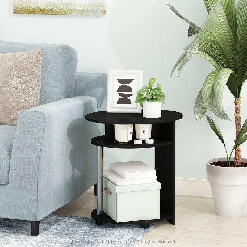 Furinno 3-Tier End Table Accent Sofa Side Coffee Table w/Open Storage Shelf,Americano