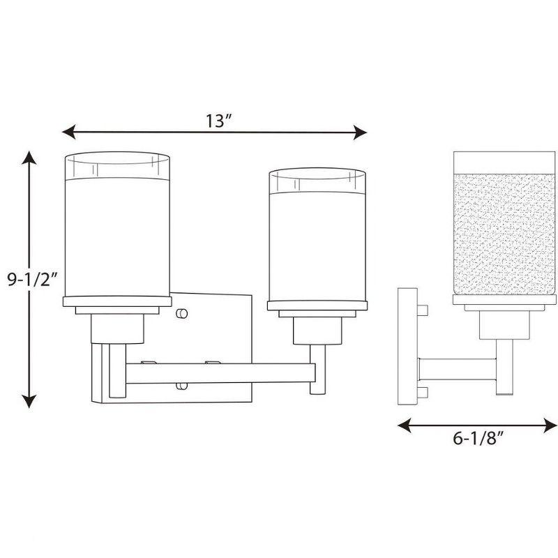 Progress Lighting Alexa Collection 2-Light Bath Fixture, Brushed Nickel, White Linen Glass Shade
