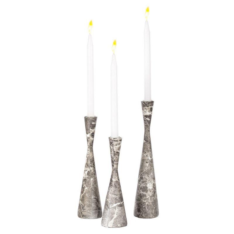 Fabulaxe Decorative Resin Taper Candle Holders, Marble Design Modern Candlesticks