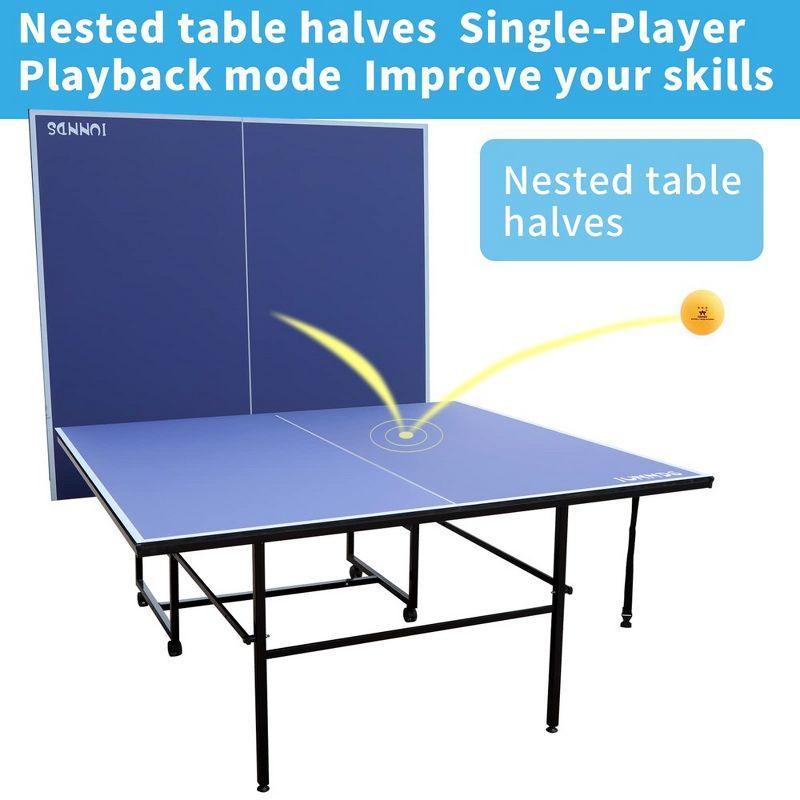 9FT Blue Foldable ABS Table Tennis Table with Net