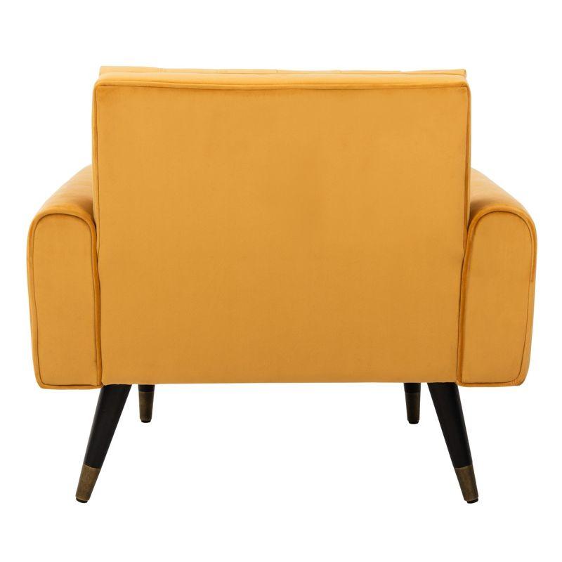 Marigold Velvet Tufted 33" Accent Chair with Black Wood Legs