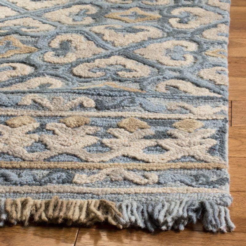 Handmade Floral Tufted Wool & Synthetic Area Rug - 6' Square, Blue