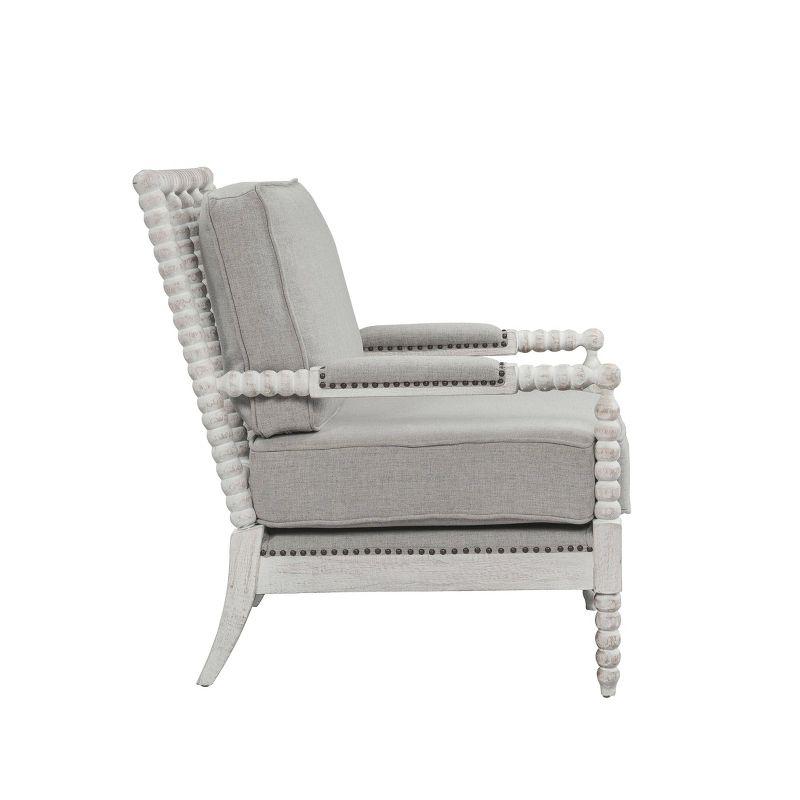 35" Saraid Accent Chair Gray Linen Light Oak Finish - Acme Furniture: Upholstered Armchair, No Assembly, Wood Frame