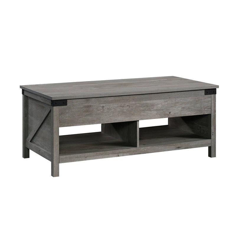 Bridge Acre Rustic Farmhouse Lift Top Coffee Table Mystic Oak - Sauder: Rectangle Table for Living Room, Spot Clean