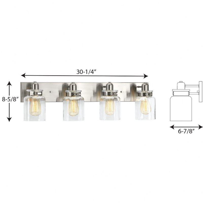Progress Lighting Calhoun 4-Light Bath Vanity, Brushed Nickel, Clear Glass Shade