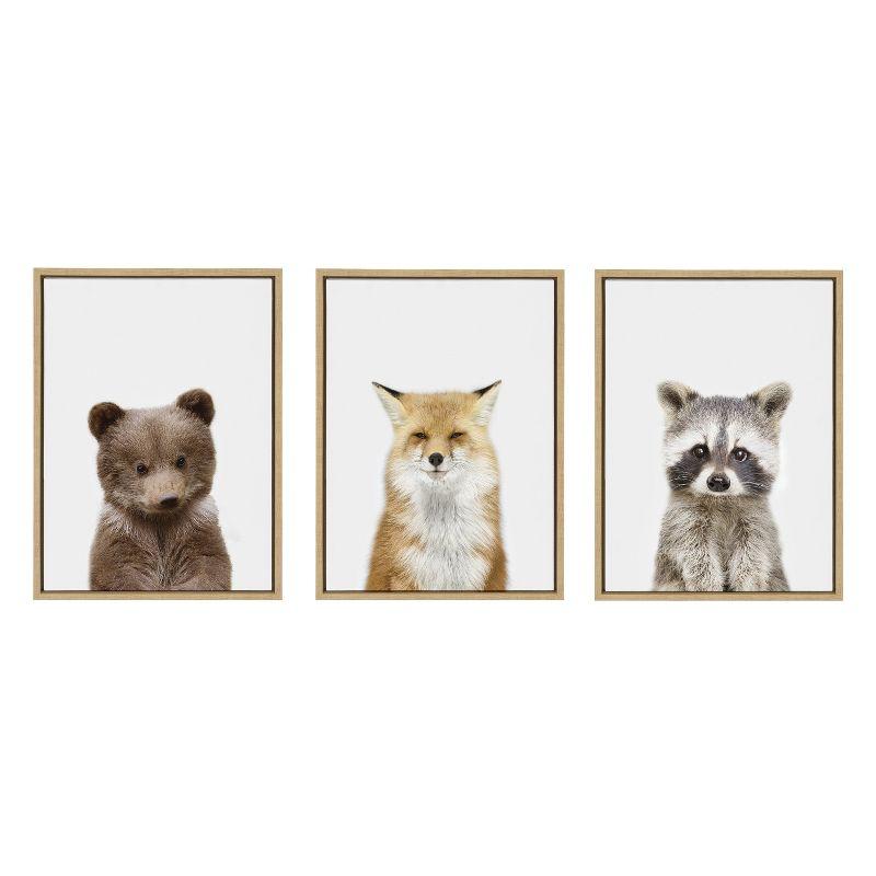 Kate and Laurel Sylvie Studio Bear, Studio Fox and Studio Raccoon Framed Canvas by Amy Peterson Art Studio