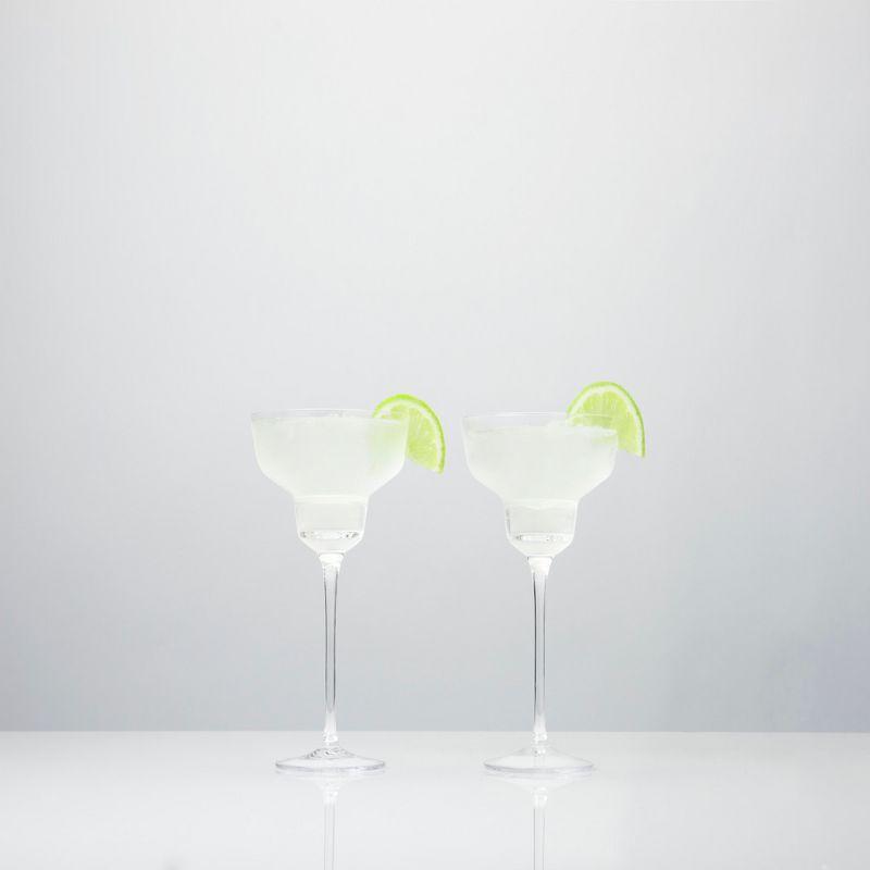 Viski Raye Angled Stemmed Margarita Glasses Set of 2 - Premium Crystal Clear Margarita Cocktail Glasses Drink Gift Set - 12oz