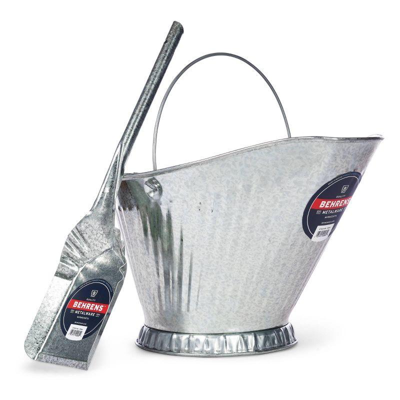 Behrens Galvanized Steel Coal Hod Silver: Indoor Fireplace Ash & Coal Bucket, Metal Handle, 12.75" x 16.25"