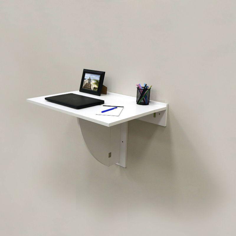 30" x 21.5" Wall Mounted Folding Table and Computer Desk White - InPlace: Fold Down Wall Desk, Kids Foldable Table