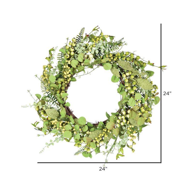 Vickerman 24" Artificial Green Fern Berry Eucalyptus Wreath.