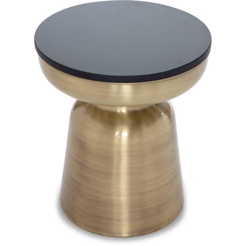 Finch Finch Adler Rothko Accent Side Table, Granite Top, Brushed Brass or Rose Gold Base, Hourglass Shape