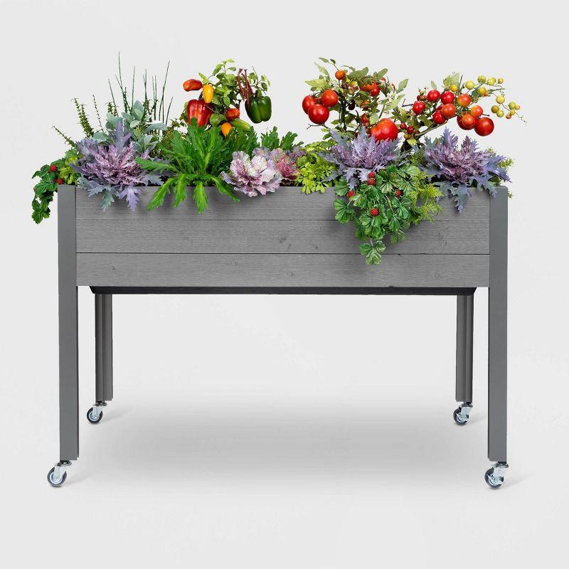 47" Wide rectangular Planter Self-Watering Wooden Gray - CedarCraft