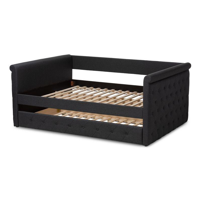 Full Alena Daybed with Trundle Dark Gray - Baxton Studio: Upholstered Bedroom Furniture, No Box Spring Needed