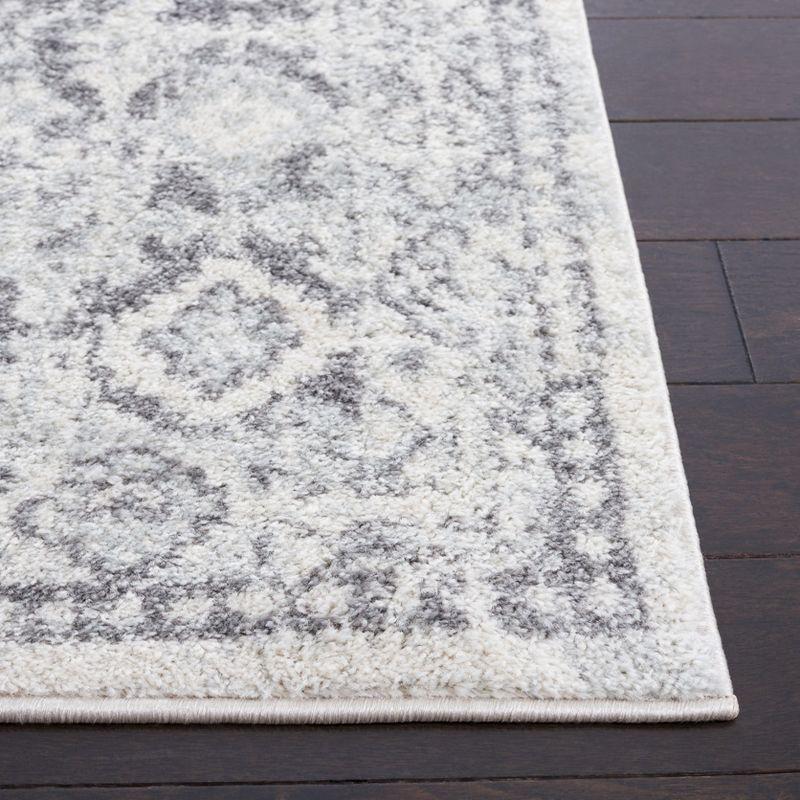 Ivory and Gray Square Synthetic Area Rug