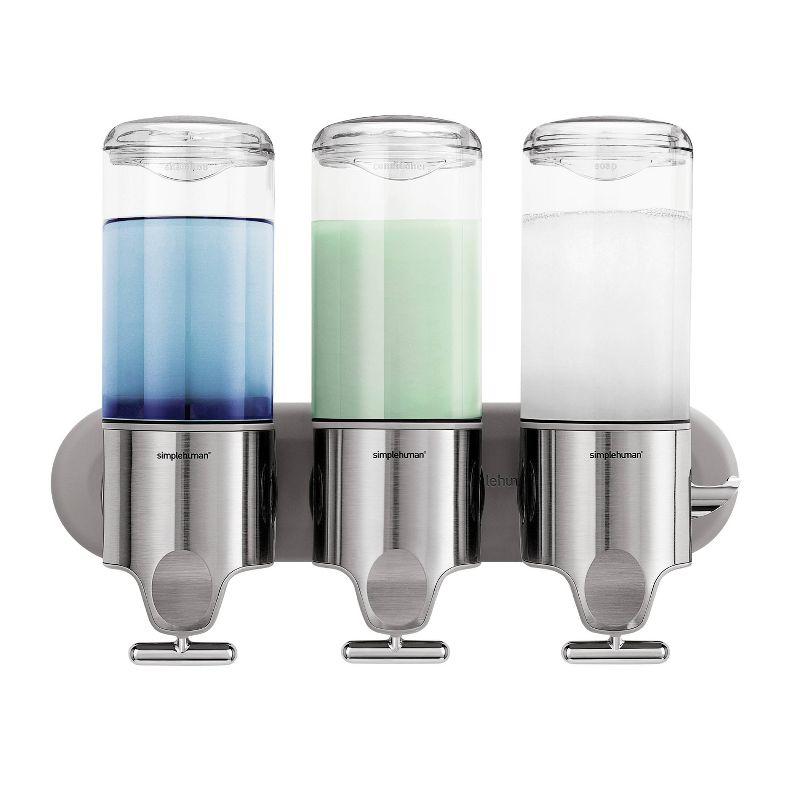 Triple Wall Mount Soap Dispenser with Silver Finish