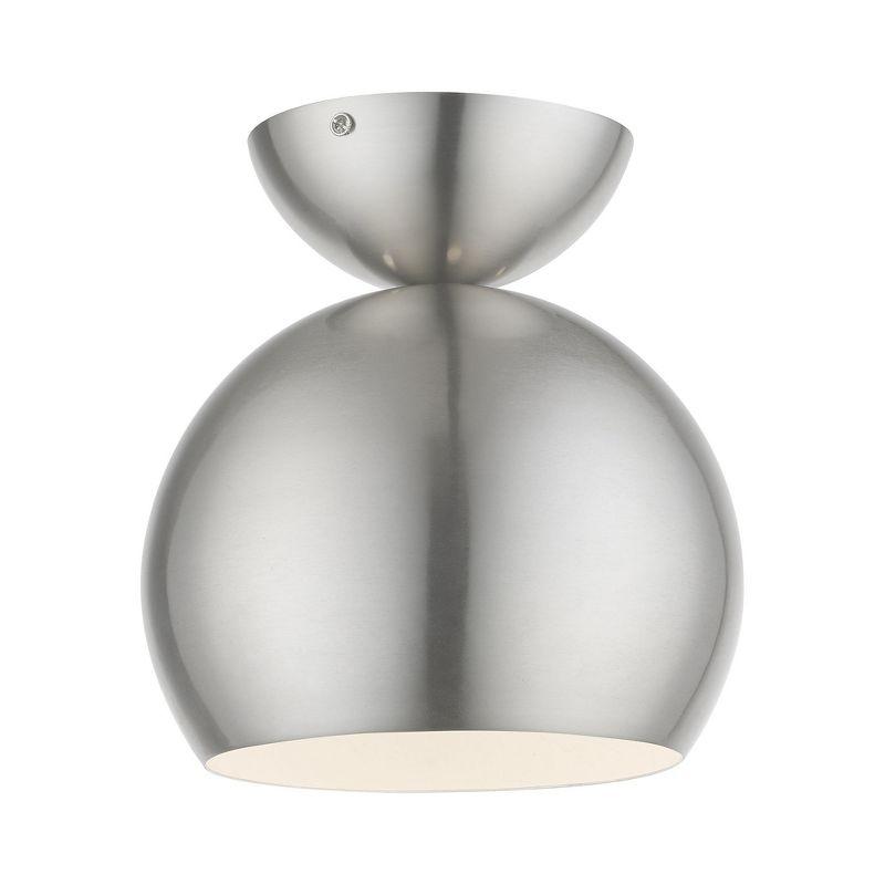 Livex Lighting Stockton 1 - Light Semi-Flush Mount in  Brushed Nickel/Polished Chrome
