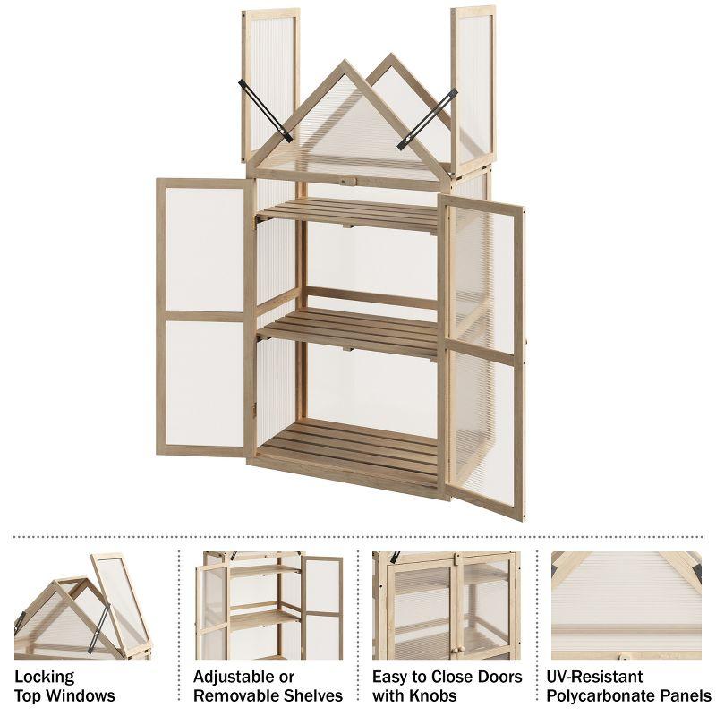 Home-Complete Wood Cold Frame Greenhouse with Adjustable Shelves