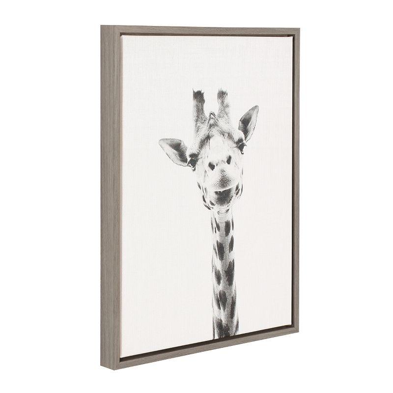 Black and White Giraffe Framed Canvas Art, 26.69" x 21.63"