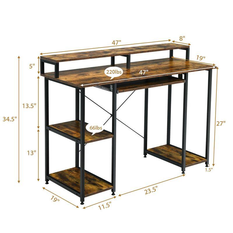 Costway 47'' Computer Desk Writing Study Table w/ Keyboard Tray & Monitor Stand