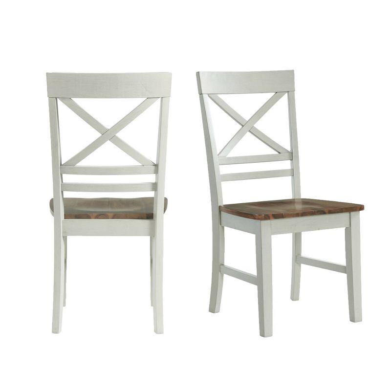 Bedford Transitional 38" High Ladderback Side Chair Set in Natural & Cream