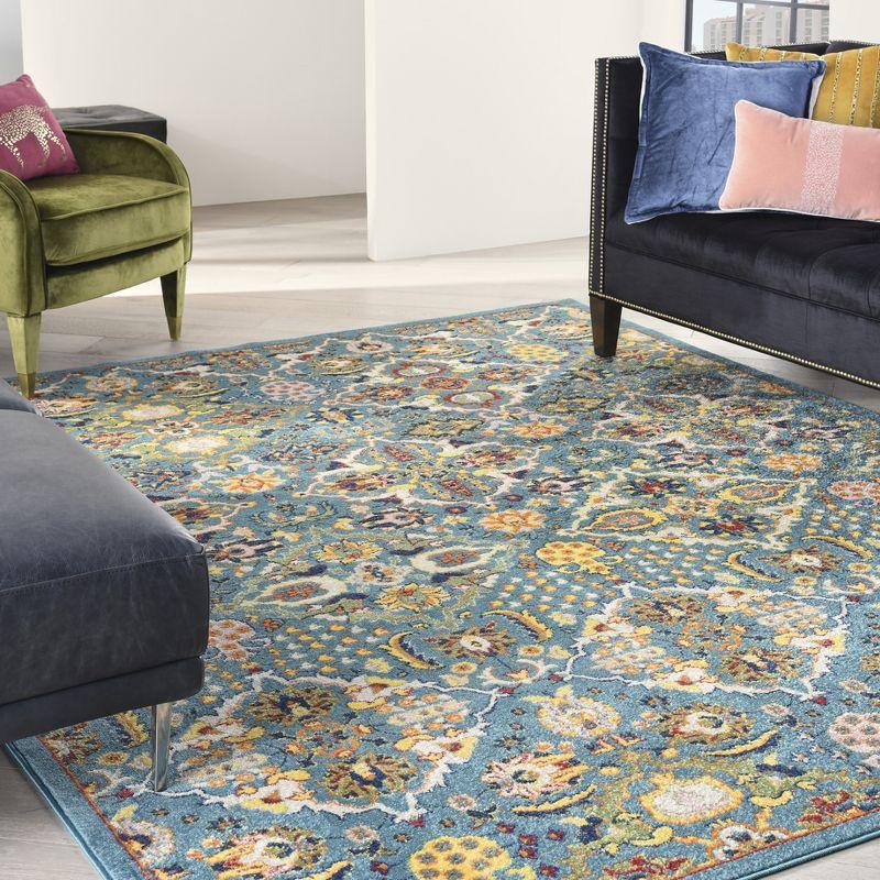 Nourison Allur Boho Indoor Area Rug Turquoise Ivory 9' x 12'