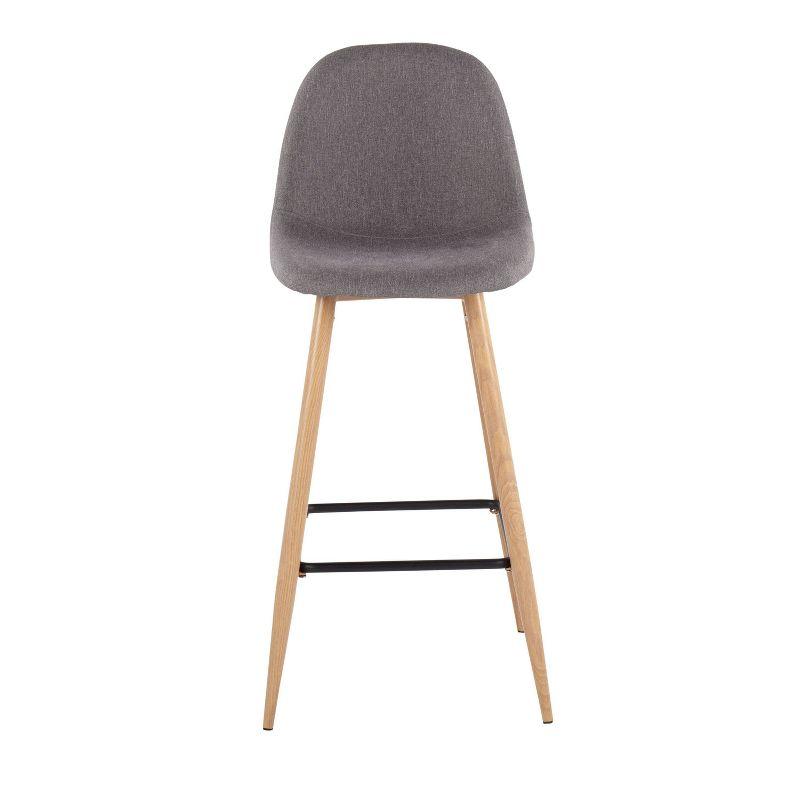 Set of 2 Pebble Metal Polyester Barstools Natural/Charcoal - LumiSource: Steel Frame, Tapered Legs, Comfy Seat