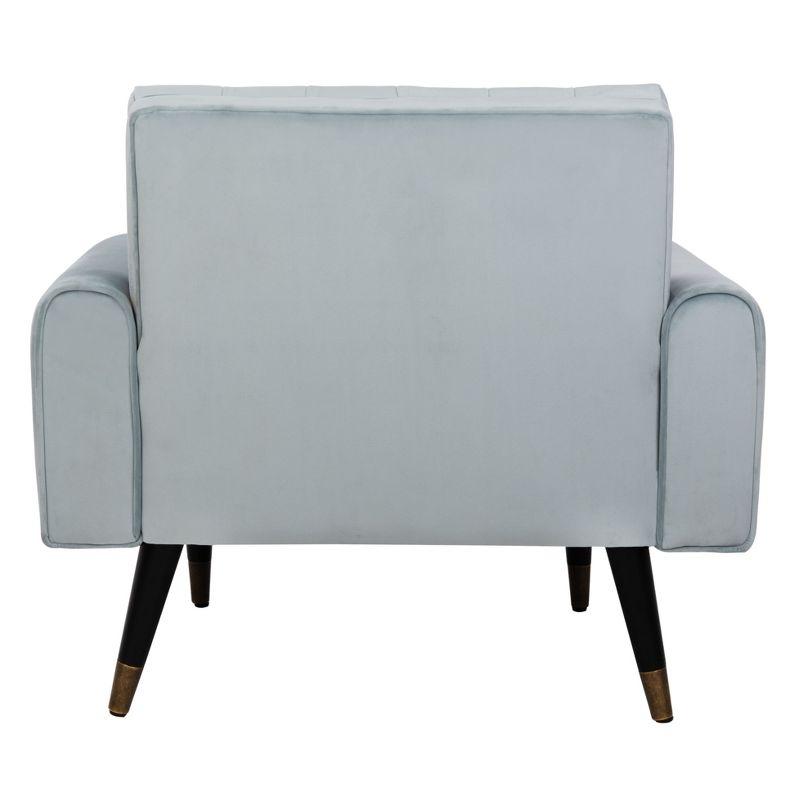 Slate Blue Velvet Tufted Accent Chair with Vintage Black Legs