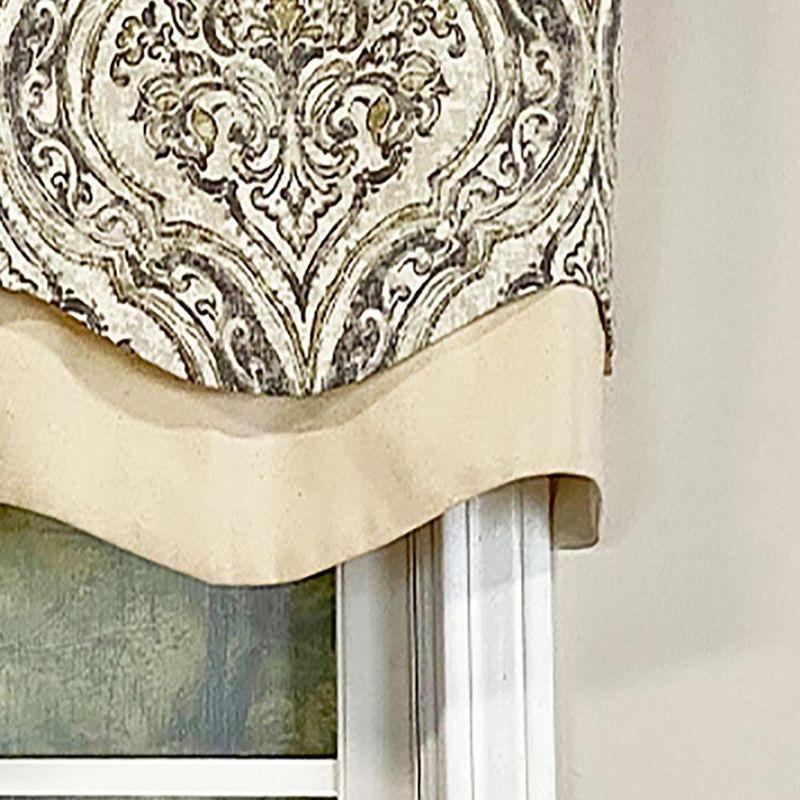 RLF Home Diamond Damask Glory Window Valance 3" Rod Pocket Layered, 50" x 16"