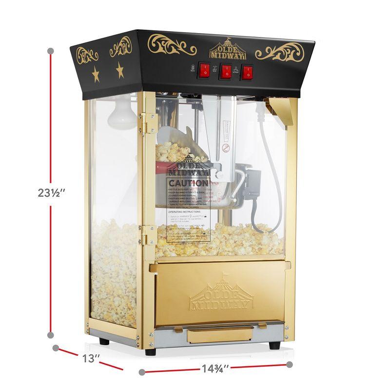 Olde Midway Movie Theater-Style Countertop Popcorn Machine Popper with 8 oz Kettle