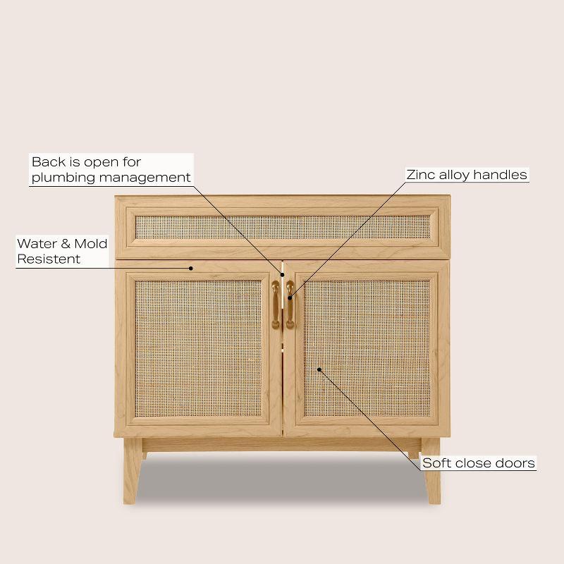 Javer 36" Rattan Modern Farmhouse 2-Shelf Bath Vanity Cabinet Only (Sink Basin not Included)