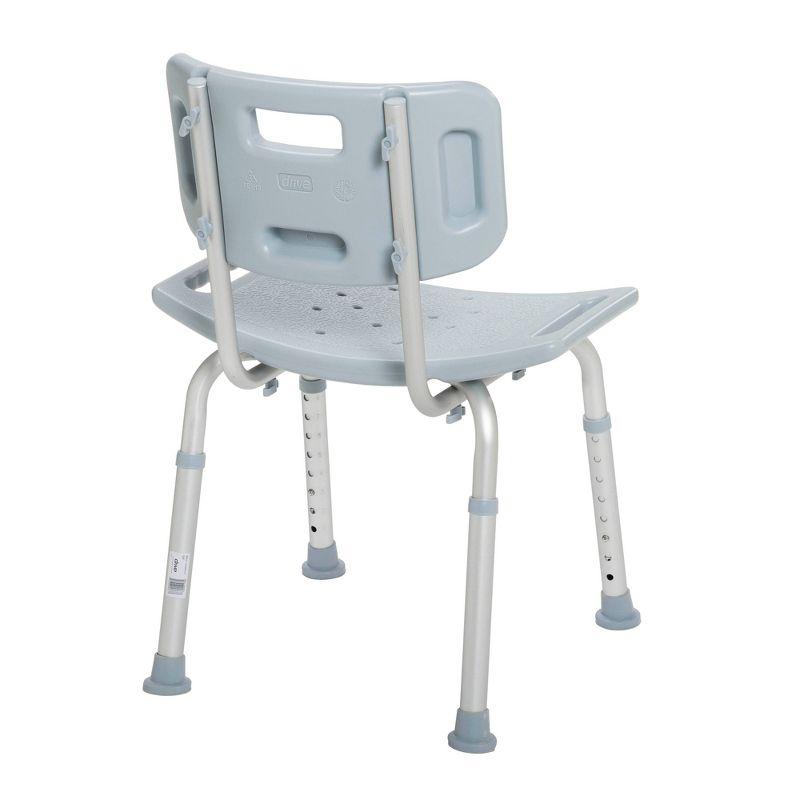 Drive Medical Bathroom Safety Shower Tub Bench Chair with Back, Gray