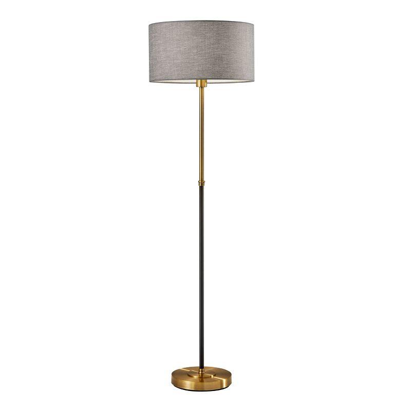 Bergen 59" Antique Brass & Black Mid-Century Modern Floor Lamp