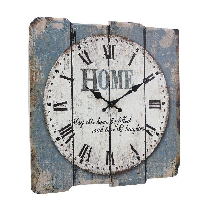 15.7" Blue and White Farmhouse Wooden Wall Clock