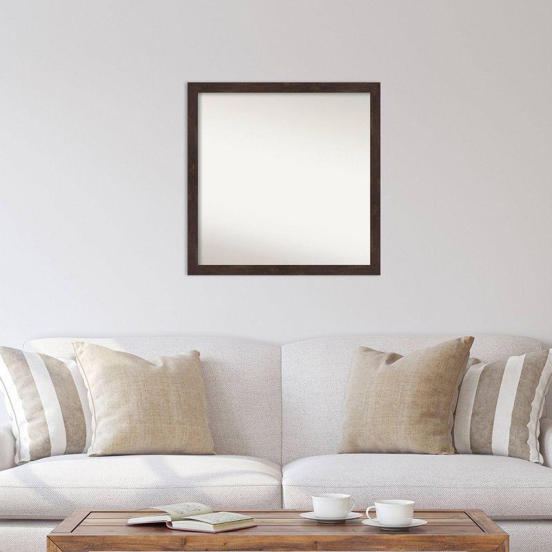 29" x 29" Non-Beveled Fresco Dark Walnut Wood Wall Mirror - Amanti Art: Modern Square, Includes Mounting Hardware