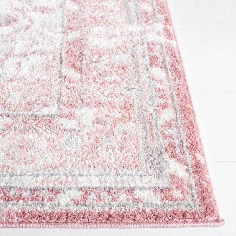 Layla LAY108 Power Loomed Area Rug - Ivory Grey/Pink - 6'7"x6'7" - Safavieh