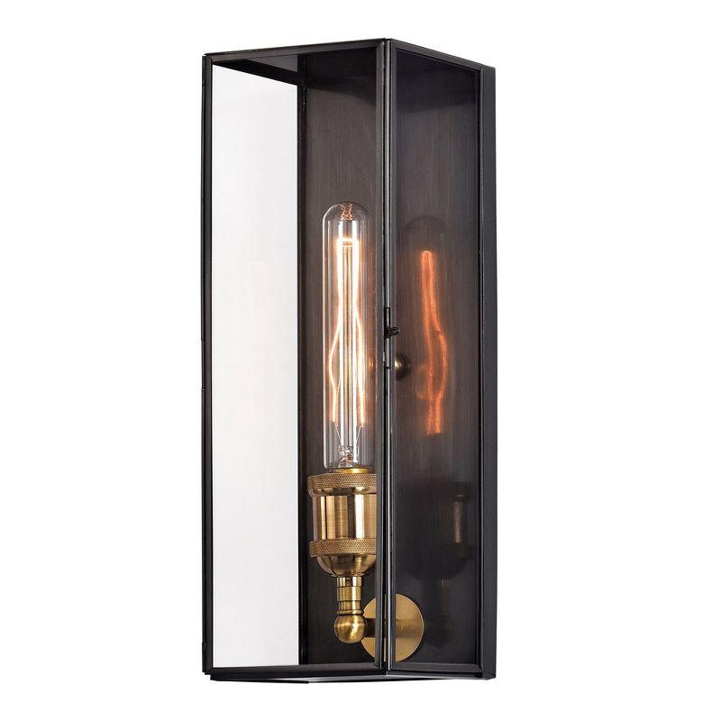 C Cattleya Dark Bronze Outdoor Wall Lantern with Tempered Clear Glass Shade, Anti-Rust