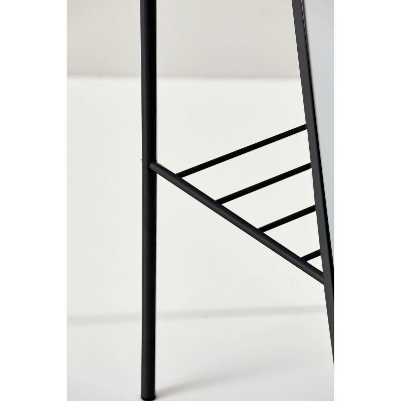 Tillie Floor Mirror - Adesso: Freestanding, Matte Black with Coat Hooks & Storage Shelf