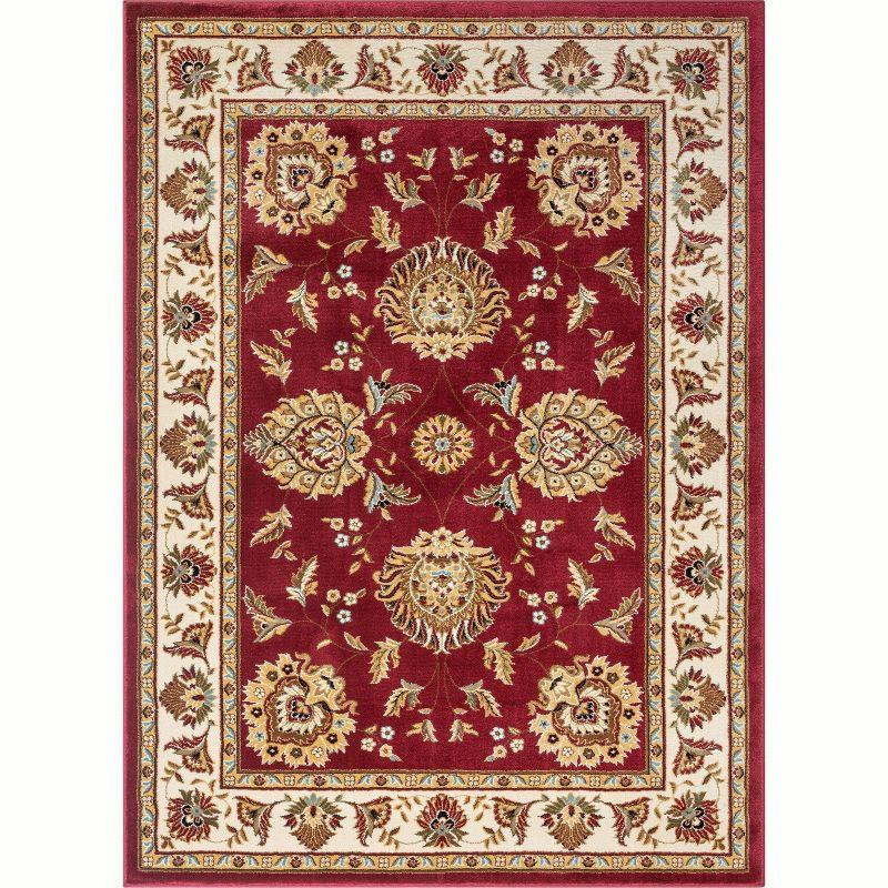 Handmade Red Oriental Synthetic Round Easy Care Rug