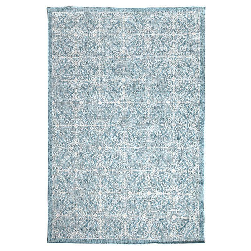 Liora Manne Carmel Antique Tile Indoor/Outdoor Rug Aqua 7'10" x 9'10"