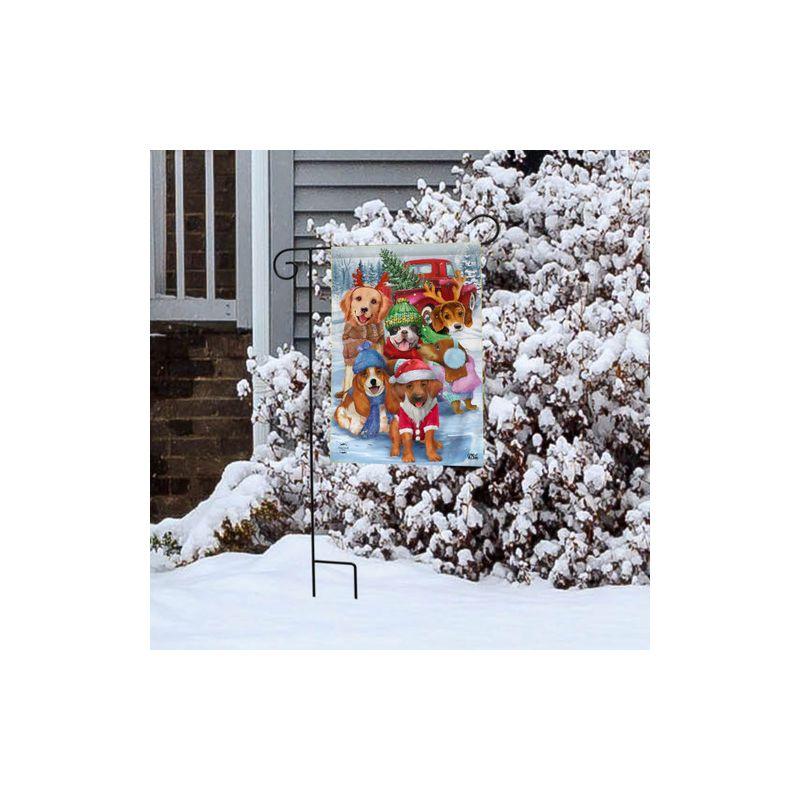 Festive Pups Winter Christmas Garden Flag 18" x 12.5" Briarwood Lane