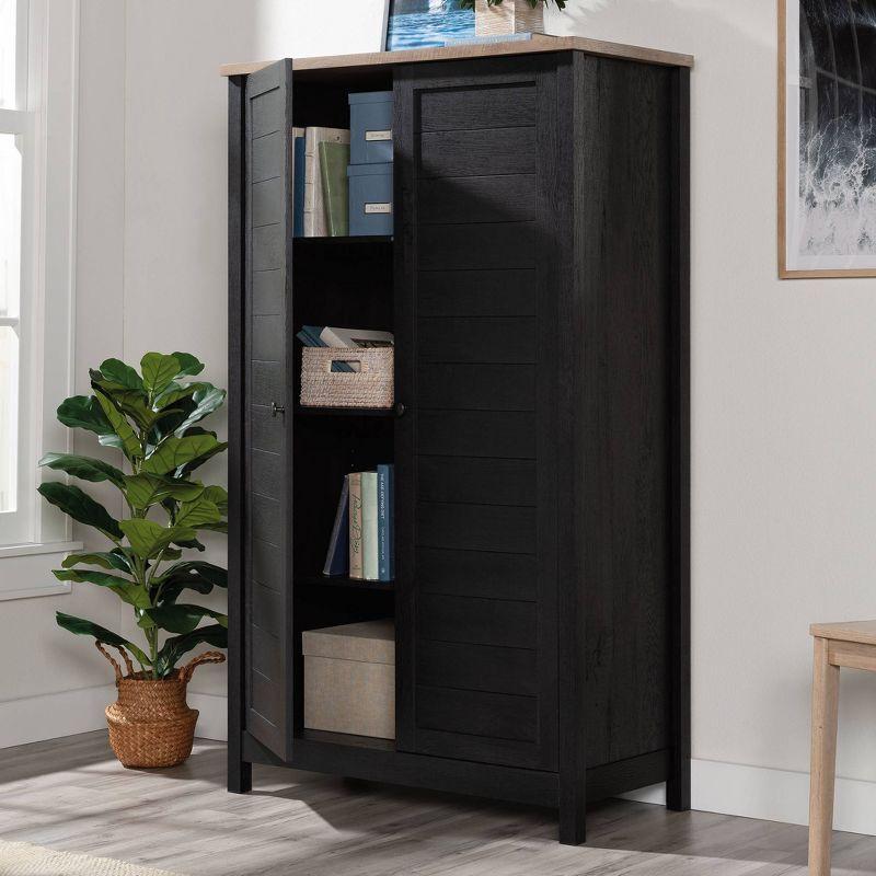 Raven Oak Freestanding Storage Cabinet with Adjustable Shelving