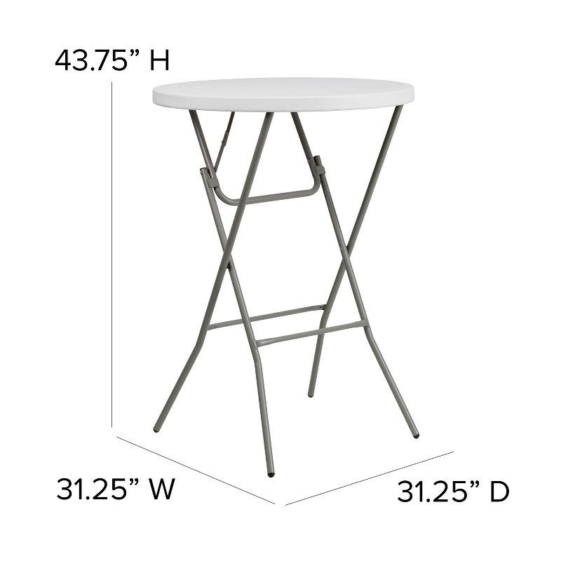 Emma and Oliver 2.6-Foot Round Granite White Plastic Bar Height Folding Event Table