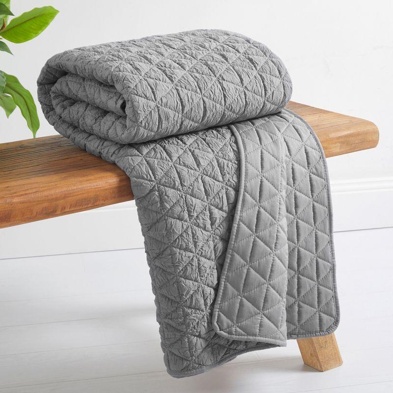 Gray Quilted Geometric Reversible Throw Blanket