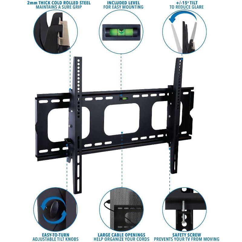 Mount-It! Tilting TV Wall Mount Bracket for Samsung, Sony, Vizio, LG, Panasonic, TCL, Element, 32 - 65 Inch TVs, Premium Tilt 175 Lbs. Capacity