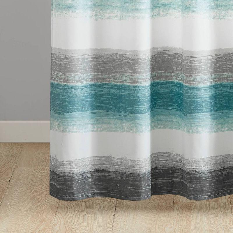 Seth Striped Print Shower Curtain Aqua/Gray - Madison Park: Polyester Microfiber, Buttonhole Top, OEKO-TEX Certified