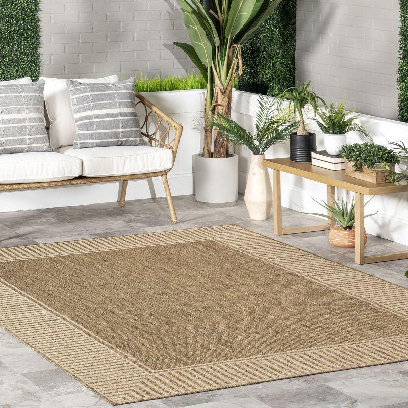 nuLOOM 4' x 6' Outdoor Area Rug, Stain Resistant, Weather Resistant, High Traffic, Patio, Balcony, Outside, Living Room, Dining Room, Asha Light Brown
