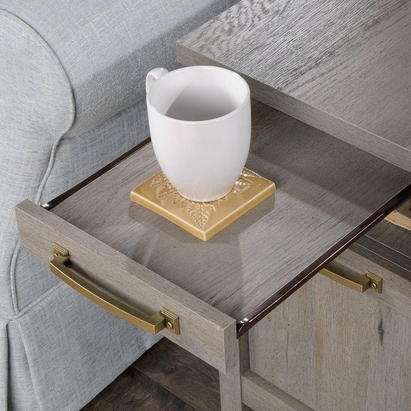 Mystic Oak Vintage-Inspired Side Table with Storage