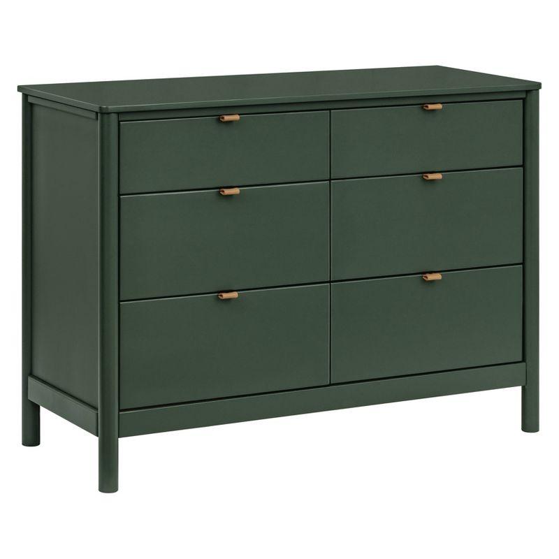 Forest Green 6-Drawer Dresser with Vegan Leather Pulls