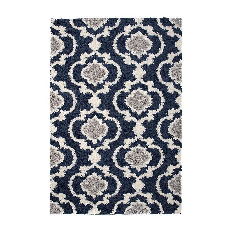 Navy Trellis 6' x 9' Synthetic Shag Rug